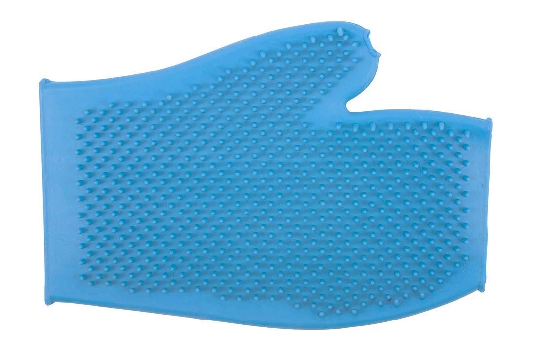 Ancol Ergo Rubber Grooming Glove for Dog Blue