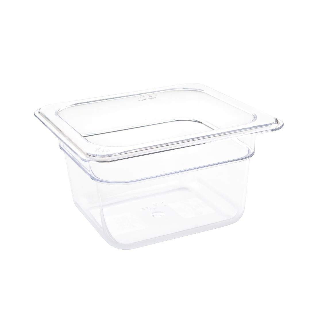 Vogue U240 1/6 Gastronorm Container 100mm 1.05 Litre Clear Catering Food Storage Pan