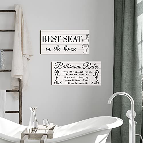 Jetec 2 Pieces Funny Bathroom Wall Decor Sign Farmhouse Bathroom Decor