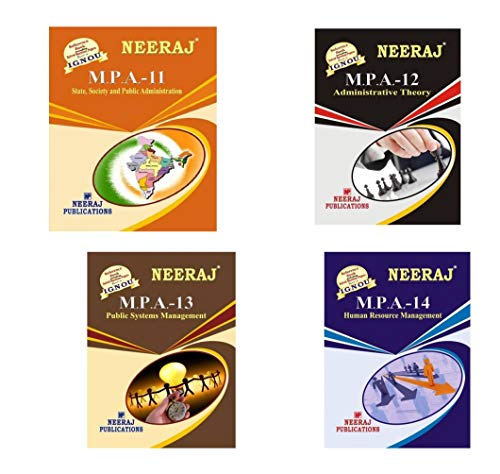 IGNOU Master Of Arts In Public Administration (MPA) 1st Year Combo Of Four Books MPA-11,MPA-12,MPA-13,MPA-14 In English Medium Including Solved Questi