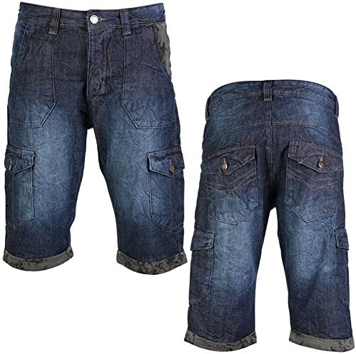 Identic Men's Denim Jean Cargo Shorts