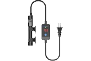 AQUASMITH Aquarium Heater,50w/100w/150w/200w/300w/500w Submersible Fish Tank Heater,External LED Controller, with Over-Temperature Protection and Automatic Power-Off When Leaving Water for.