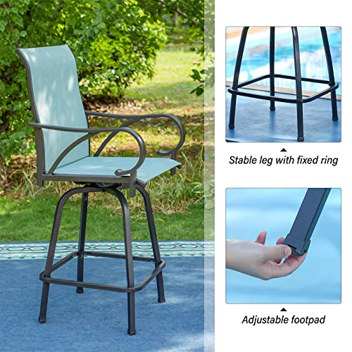 PHI VILLA Outdoor Swivel Bar Stool Chairs, Bar Height Patio Chair with