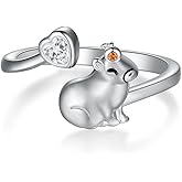 Daixiya Capybara Ring 925 Sterling Silver Adjustable Capybara Ring Cute Animal Capybara Jewelry Gifts for Women