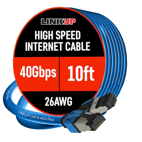 LINKUP – [40Gbps Certified Cat8 Ethernet Patch Cable Double Shielded┃2000MHz (2GHz) Cat8.1┃Future Proof LAN Wires Compatible with Cat7A, Cat7, Cat6A, 25G, 10G, 1G Network [Blue] - 10ft (3M)