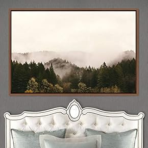 signwin Framed Canvas Wall Art Foggy Mountains Aerial...