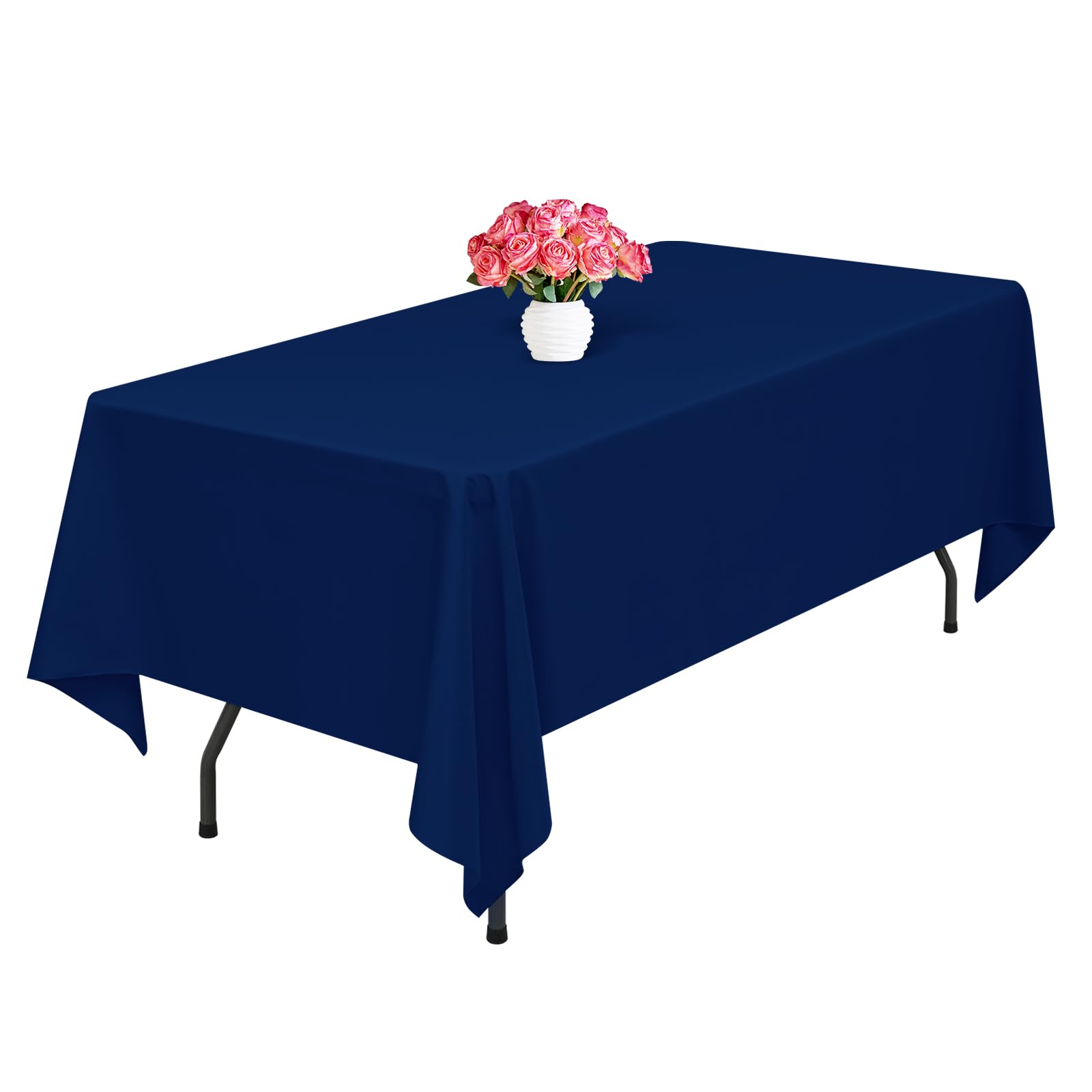 Lumaycens 1 Pack Navy Blue Polyester Tablecloths,60 x 102 Inch for 6ft Rectangle Table Cloth Washable and Reusable Stain and Wrinkle Resistant for Wedding Party Banquet Camping Restaurant Decoration — image 1