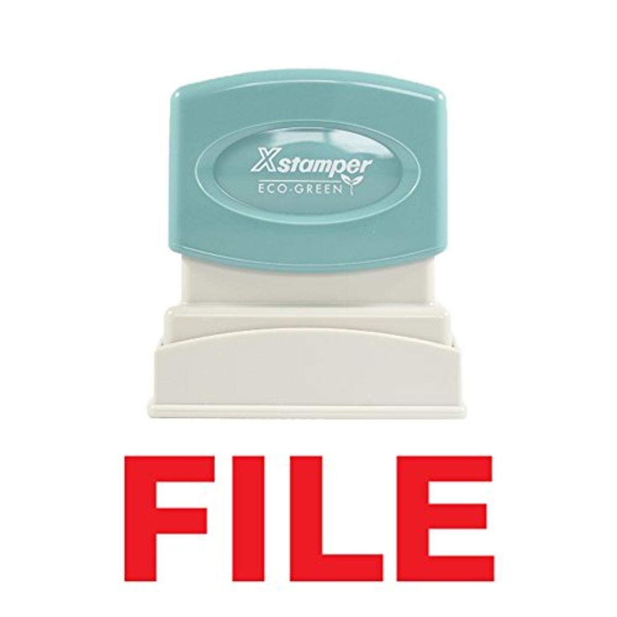 Xstamper 1051 FILE Pre Inked Laser Engraved Rubber Stamp, Impression Size 1/2" x 1-5/8", Red