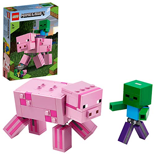 Lego 21157 Minecraft BigFig Schwein mit Zombiebaby, Spielzeug für Kinder ab 7 Jahren, baubare Figuren