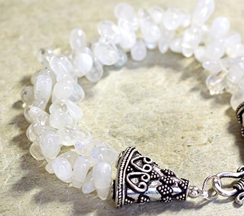 Moonstone Bracelet Sterling Silver Handmade Double Strand