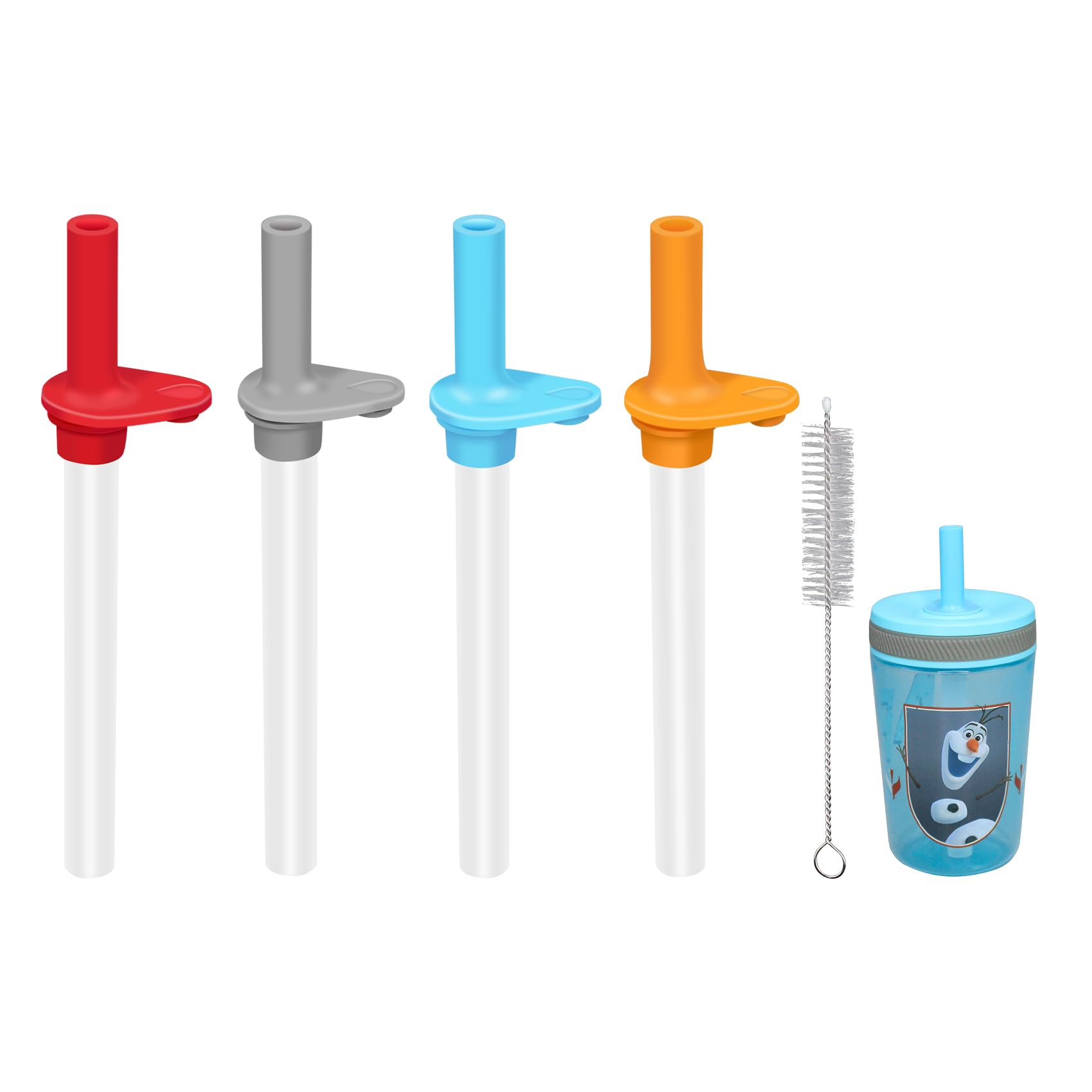 Photo 1 of 4PCS Zak Straws Replacement Compatible with Zak Designs 15oz Water Bottle,Transparent and Food Grade,Reusable straws With Cleaning Brush