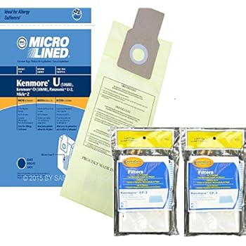 Kenmore 10 Type U Allergen Filtration Vacuum Bags Vacuums, 50105, 50688, 50690 Includes (2) CF-3 Motor Chamber Filters