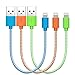 Lightning Charger, 3 Pack 20cm F-color Apple MFi Extra Short Braided Cable Cord for iPhone 8 7 6S 6 Plus 5S 5C 5, iPhone SE, iPad Air 2 Mini 4 iPad Pro iPod Touch 5 iPod Nano 7 Orange Green Blue