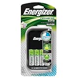 Energizer Recharge Rapid Charger with 4 AA NiMH Rechargeable Batteries (included) Car and AC Wall Adaptor, 15-Min Charge Time