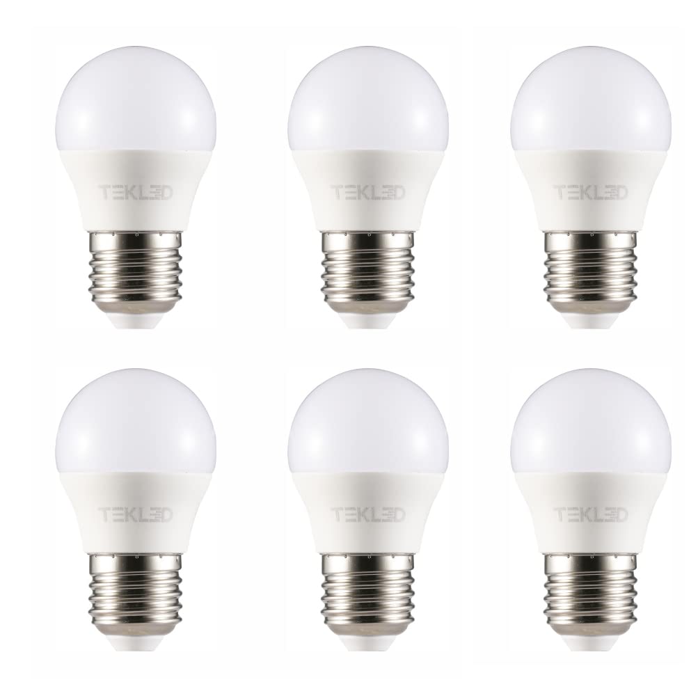 TEKLED® G45 Golf Ball DIMMABLE LED Bulbs | E27 Edison Screw | Energy Saving 5W Light Bulb 40W Incandescent Bulb Equivalent | 4000K 400LM | 6-Pack | Cool White