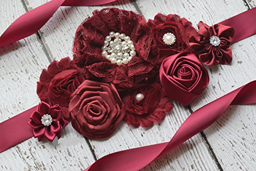 burgundy flower girl sash