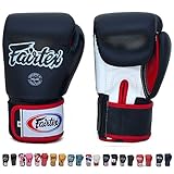Fairtex Gloves Muay Thai Boxing Sparring BGV1 Size 8, 10, 12, 14, 16 oz in Black, Blue, Red, White, Pink, Classic Brown, Emerald Green, Thai Pride, US, Nation and more (Black/White/Red,12 oz)