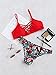 SweatyRocks Women Red Bathing Suit Spaghetti Strap Floral Print Crisscross Bikini Set, Red, Small