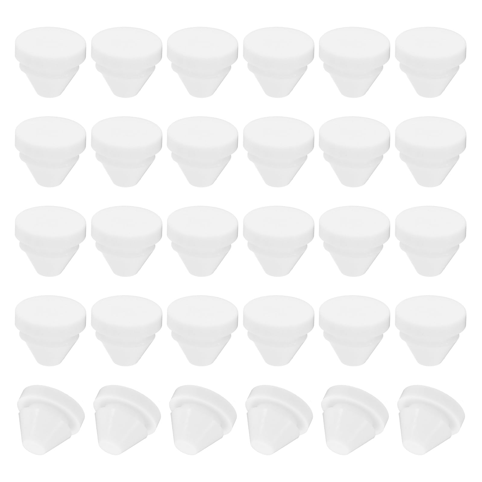 PATIKIL 9mm Diameter Silicone Round Snap, 30 Pcs in Type Locking Furniture Hole Plug Button Protective Cover Cap Head Fit for 2.5-9mm Hole for Seal Bulkhead Cylinder Hole, White