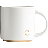 COLLECTIVE HOME - Monogram Ceramic Mugs, 15 oz Golden Initial Coffee Cups, Elegant Alphabet Tea Mugs, Elegant Personalized Mug with Gift Box, Luxurious Cups for Office and Home (c)