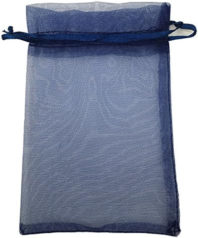 COTOSEY Sosam 100PCS 5x7 Inches Organza Drawstring Pouches Jewelry Party Wedding Favor Gift Bags (5x7, Navy Blue)