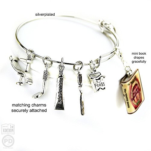 The TOOTH BOOK Vintage Dentistry Clay Mini Book Expandable Bangle Bracelet by Book Beads SALE