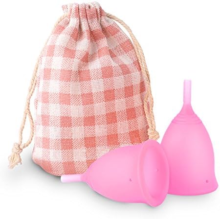 Menstrual Cup, wollz Most Comfortable Feminine Hygiene Period Cup ,Tampon and Pad Alternative ,for Collecting Menstruation Flow and Feminine Hygiene Protection (Large,Pack of 2,Pink)