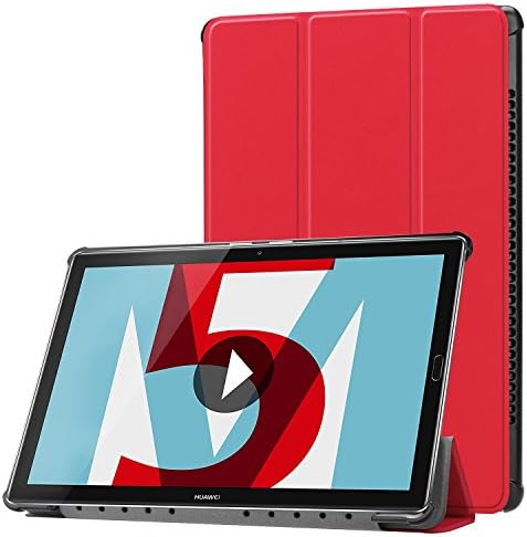Lobwerk Case for Huawei MediaPad M5 10.8 Inch Protective Tablet Smart Cover with Auto Sleep/Wake, Multi-Angle Stand and Touch Pen Red