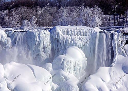 Scenic Closeup of Frozen Niagara Falls, Ontario Canada, NY USA Original Fine Art Photography Wall Art Photo Print