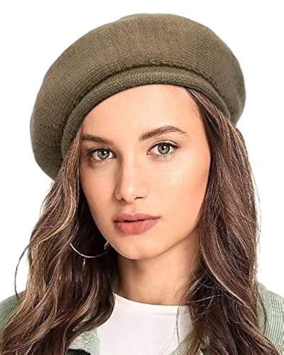 French Knitted Wool Beret Hat for Women Solid Color Classic