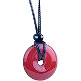 Magic Human Gemstone Crystal Necklace Pendant - Healing Good Luck Donut Crystal Stone Jewelry Necklace - Positive Energy Amulet Unisex Adjustable Cord