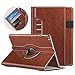 MoKo Case Fit Apple iPad 9.7 Inch 5th/6th Generation 2018/2017（iPad5/iPad6）/ iPad Air/iPad Air 2 Tablet - 360 Degree Rotating Cover Case with Document Card Slots, Auto Wake/Sleep, Brown