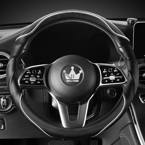 HighnessHwoo 3D Auto Lenkradabdeckung Lenkradbezug Komfortgriff Massage Sportlich Arutschfest Karbonfaser Kunstleder für Limousine, SUV, Universelle Passform, A