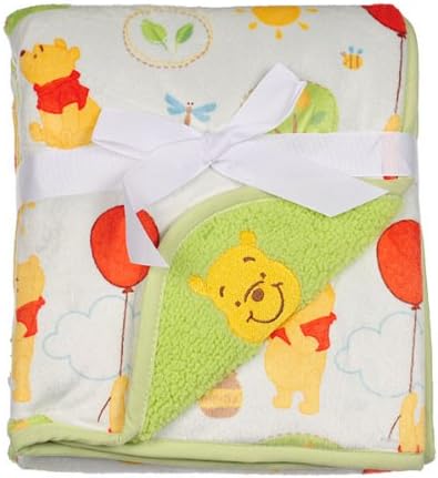 Amazon Com Winnie The Pooh Sherpa Baby Blanket Green White Kitchen Dining