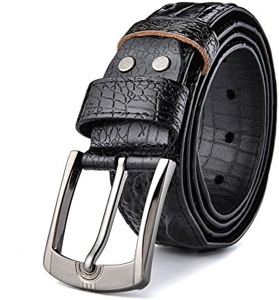 RADYMAN 2017 Mix color pin buckle mens cow genuine leather luxury strap male belts for men cintos masculinos plate buckle (45-46 in.(115cm), Black)