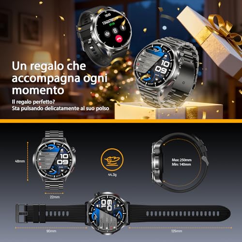 SLOKSFil Men's Smartwatch with Bluetooth Calls, 1.52 Inches HD Smart Fitness Watch with 1000 mAh 24/7 Heart Rate Monitor SpO2 Sleep 110+ Sport Waterproof IP68 for Android iOS (Steel Black)