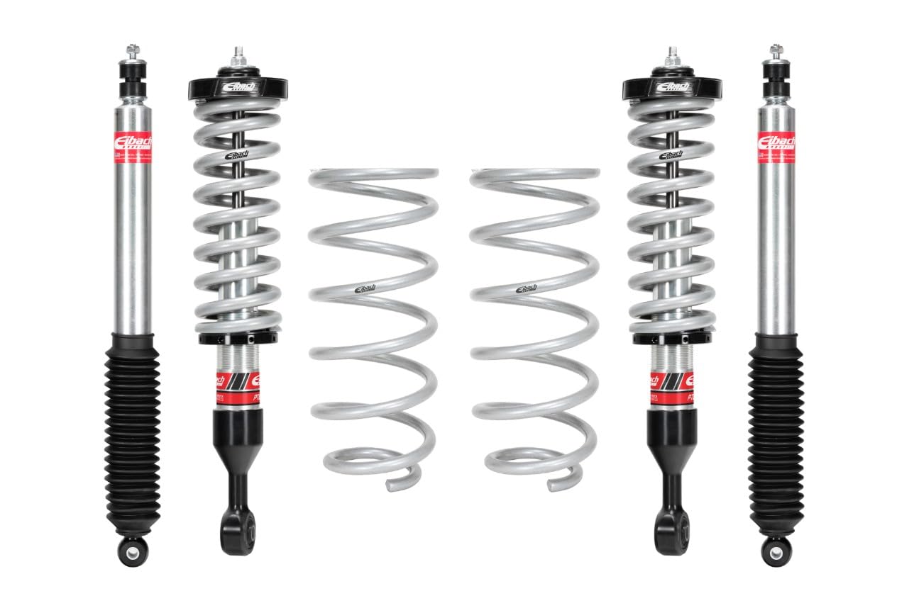 Kit de elevación de suspensión Eibach, PRO-TRUCK-LIFT STAGE 2, elevación delantera de 2 a 4 pulgadas, elevación trasera de 1 pulgada, resortes/amortiguadores, compatible con Toyota SUV mediano 2010-24, kit