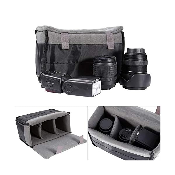 Maranon Gepolsterte Kameratasche, tragbare DSLR-Kameraobjektive Protector Divider Case mit einfacher Trennwand, weich, feuchtigkeitsbeständig, stoßfest, 28 × 14 × 18 cm – Bild 4