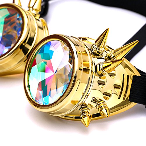Careonline Vintage STEAMPUNK GOGGLES&Glasses Bling Lens Rustic Goth COSPLAY PARTY Rivets