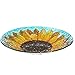 Glass Bird Bath Garden Hand Painted With Crushed Glass Bowl - Large Wild Bird Feeder for Garden, Yard, Patio, Lawn Decor - 18 x 2 x 18 Inches, 64oz