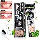 Teeth Whitening Toothpaste , Charcoal toothpaste, Teeth Whitening, charcoal tooth whitening, Activated Charcoal Black Toothpaste whitening - Fresh Mint toothpaste - REMOVES BAD BREATH and TOOTH STAINS