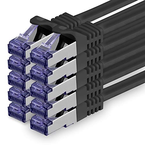1aTTack.de 10x 5m CAT7 Network Cable RJ45 10 Gigabit SFTP PIMF - Black