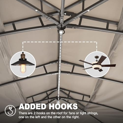 EPOFIT 10x14 Heavy Duty Gazebo with Double Roof, Netting, Curtains, Galvanized Steel Frame for Patio & Backyard image 22