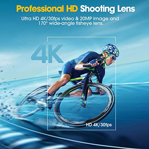 Action Camera 4K 30FPS WiFi, 20MP HD Photo, 131FT Underwater Cameras
