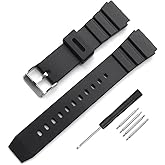 Narako Black Silicone Rubber Replacement Divers Watch Band Strap 18mm 20mm 22mm for men (18mm, Black-B)