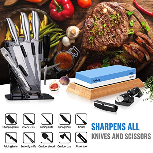 Whetstone Knife Sharpening Stone Set 1000/6000 Waterstone, Honing Guide