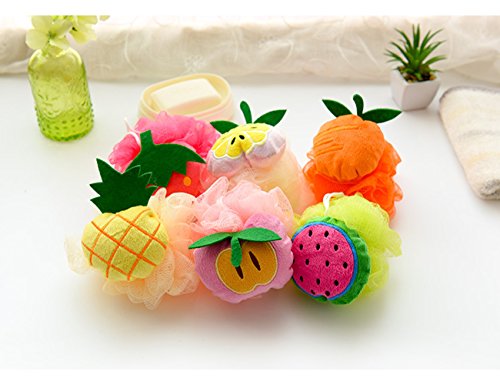 Bath Shower Sponge Pouf Loofahs 6 Packs, Mesh Brush Animal Shower Ball for Kids Random Pattern