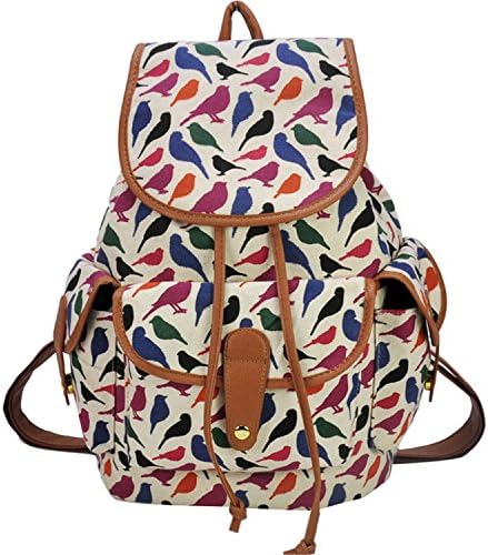 Fashion Lightweight Canvas Pattern School Backpack College Bookbag Daypack for Girls