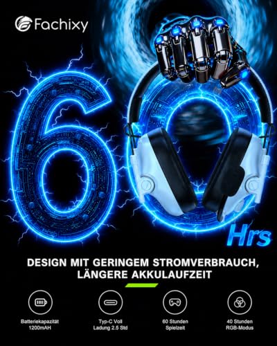 Wireless Gaming Headset for Xbox Series X|S|One, PC, PS5, PS4, Switch, 2.4GHz and Bluetooth 5.4 Headset Wireless with Microphone, Low Latency Noise Cancelling, Foldable, with LED Light, 60 Hours