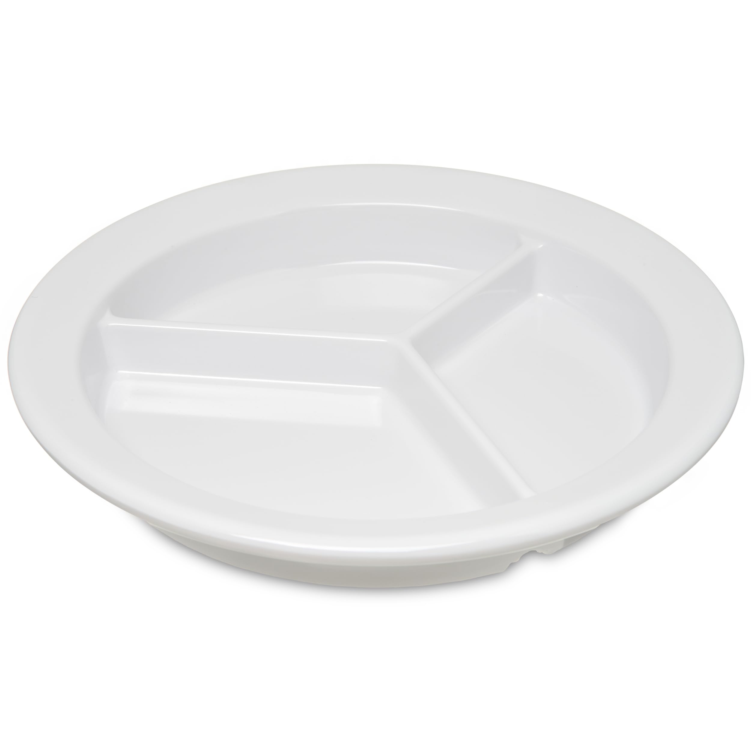 Carlisle 4351602-E Melamine 3-Compartment Deep Plate, 9", White